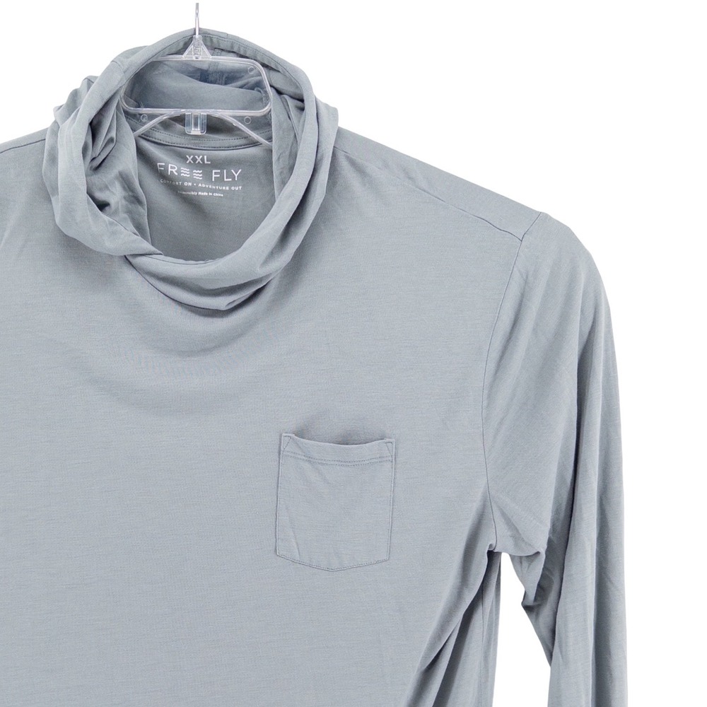 Free Fly Mens XXL Bamboo Lightweight Hoodie Blue Gray Style 2300 Thumbholes